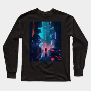 abstract city cyberpunk Long Sleeve T-Shirt